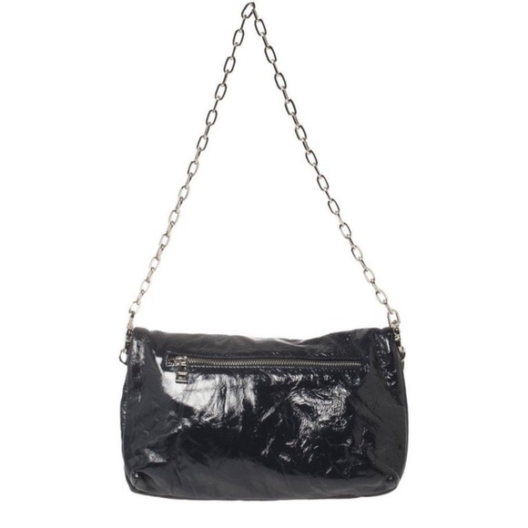 Zadig & Voltaire Navy Blue Crackled Patent Leather Rock Shoulder Bag - Picture 3 of 10
